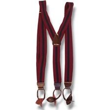Vintage CAS Germany Y Back Elastic Suspenders-OS-Leather Button Loop-Adjustable