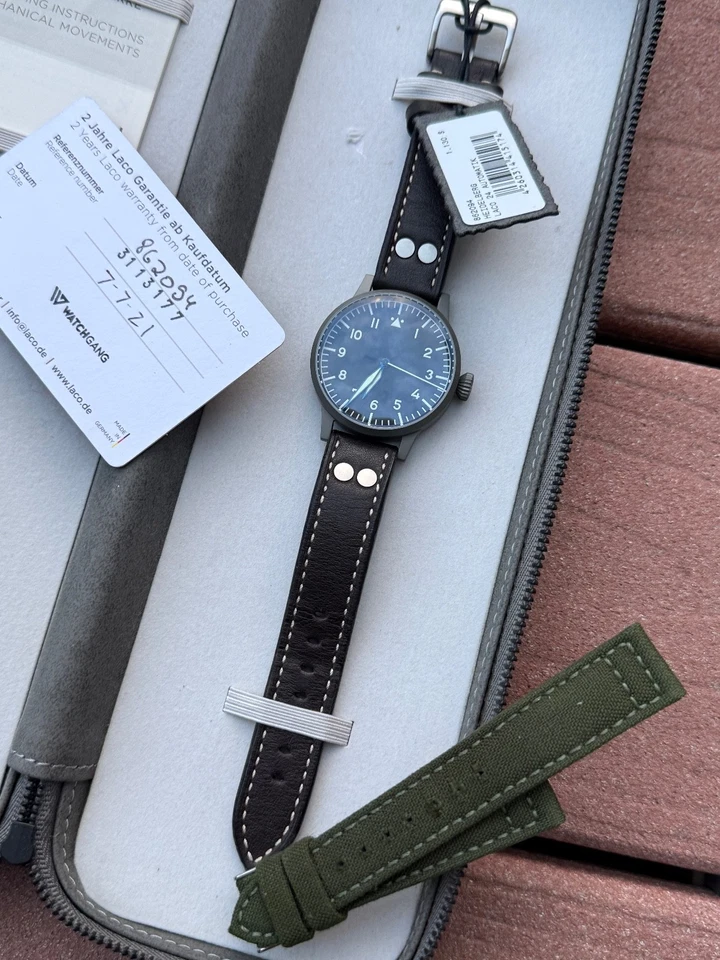 Reloj suizo automático LACO Heidelberg Flieger 39 mm para hombre - 862094 Foto 2 de 4