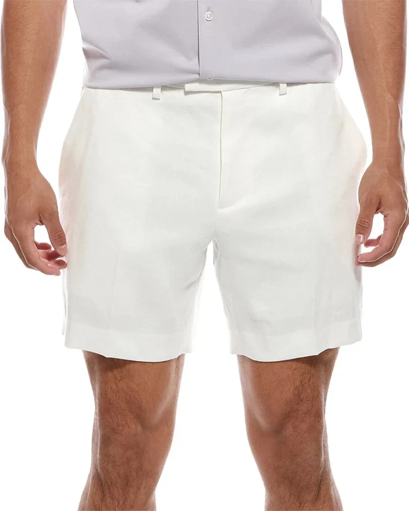 THEORY Shorts Mens Size 38 White Linen Blend Lined JARIN 7" $225