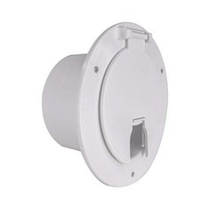 RV Power Cord Hatch Cover  UV-Stabilized Plastic  Snap Lock Door  White