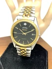 Seiko Men's Watch 7N43-8111 Vintage Quartz Black Dial Day Date Two Tone Steel