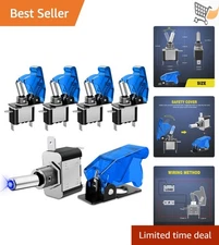 LED Toggle Switch 12V 20A Blue Lighted SPST Heavy Duty For Automotive Boats