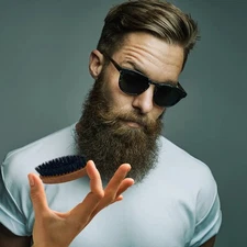 Gents Wood Mini Travel Size Pocket Beard Brush 100% Boar Bristles Wooden Handle