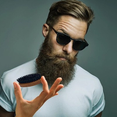Wood Small Travel Size Beard Brush - Natural Boar Bristles