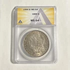 1889 Morgan Silver Dollar ANACS MS64 - 90% Silver Coin - Slightly Toned