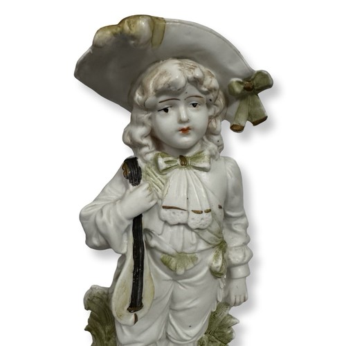 Antique German Carl Scheider Bisque Porcelain Boy w/ Mandolin Figurine 10246 - Picture 2 of 9