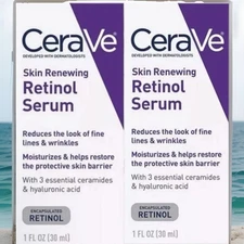 2 Pack Of CeraVe Skin Renewing Retinol Face Serum Fine Lines and Wrinkles 1 oz