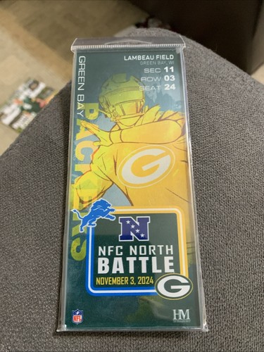 2024 Green Bay Packers Detroit Lions Football 2024 Acrylic 11/03 Lambeau Ticket - Picture 1 of 2