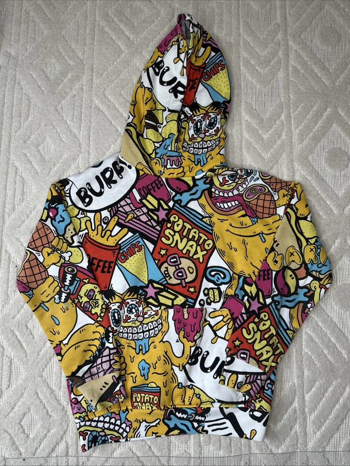 Sudadera con Capucha H&M Colorida Trippy Garfield Food Snack Niños 8-10 Mediana Foto 2 de 4