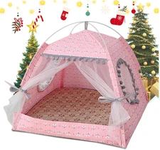 Cat Princess Indoor Tent House Pet Dog Cute Floral Cave Nest Bed Portable Dog Te