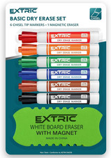 Dry Erase Markers Chisel Tip, 6 Whiteboard Markers, Dry Erase Marker with Eraser
