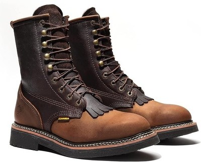 Bonanza Genuine Leather RANCHER 8'' Boondocks Lacer Soft Toe Work Boots - Brown