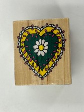 Daisy Flower Heart Love Valentines Wood Mount Rubber Stamp Card Making
