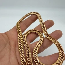 Vtg Bronze Milor Italy Necklace Chunky Link Chain Gold Tone 24” Heavy