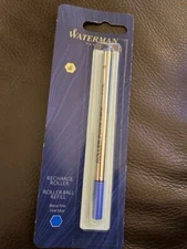 Waterman Rollerball Pen Refill, Fine Point, BLUE Ink NEW SEALED 1 pack