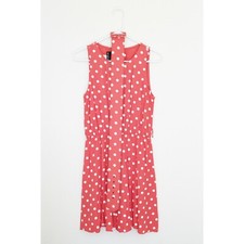 My Michelle Salmon Pink Polka Dots Sleeveless Sun Dress with Belt size 9 S