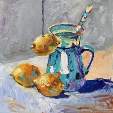Lemons. Still life. ORIGINAL OIL PAINTING.