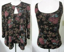 ALEX EVENINGS S Jacket and Top 2-piece Glitter Evening Formal Cocktail MINT