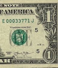 E00033771J : Low Fancy Serial Number $1 Dollar Bill LARGO, FL Zip Code 33771