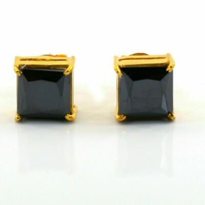 3 Karat Prinzessin Zertifiziert, Schwarz Diamant Solitaire Stecker Gelb AAA