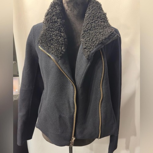 Vince Black wool Lamb Shearling Cashmere Moto Jacket. Size Large - Picture 11 of 13
