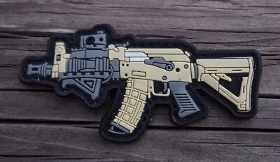 AK47 PVC Rubber Morale Patch Hook and Loop Rifle Army Gun Tactical 2A ...