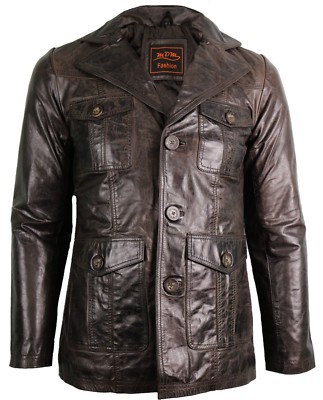 Herren Vintage Lederjacke im 70er Jahre Style aus echtem Rindsleder Slim  Fit