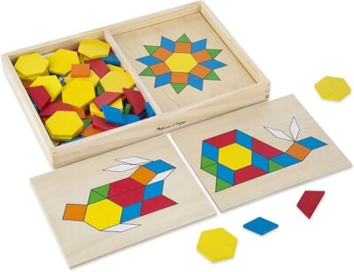 Melissa & Doug Musterblock doppelseitige Bretter Holzform Spiel klassisches Spielzeug