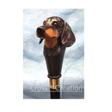 Ergonomic Handle Animal Carved Wooden Walking Stick Cane Dog Head Palm Grip gift