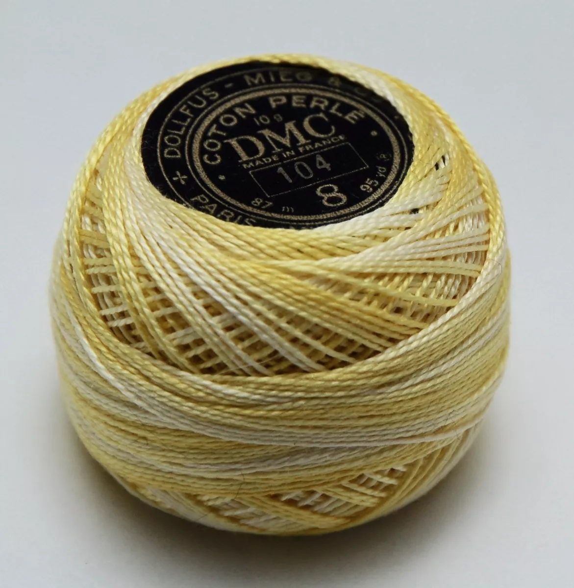 DMC Pearl Cotton Ball (10 gram) Size 8 Color #104 variegated yellow G