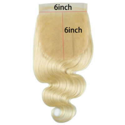 12A 18 ZOLL 6X6 BREITER BLOND 613# SPITZENVERSCHLUSS BRASILIANISCHES MENSCHLICHES HAAR KÖRPERWELLE 90g