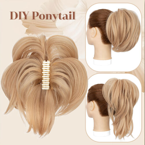 CLEARANCE 12" Short Jaw Claw on Ponytail Clip in Pony Tail Hair Extensions Messy - Picture 24 of 39