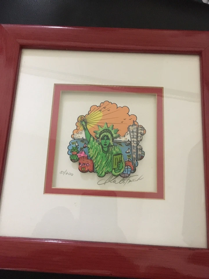 Чарльз Фаззино статуя Свободы 3D поп-арт редкая оригинальная красная рамка - Изображение 2 из 3