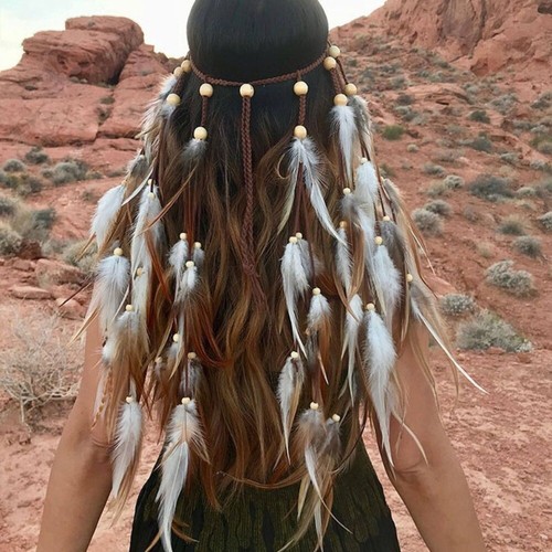 Tassel Feather Headband Adjustable Rainbow Indian Headband Festive - Picture 12 of 16