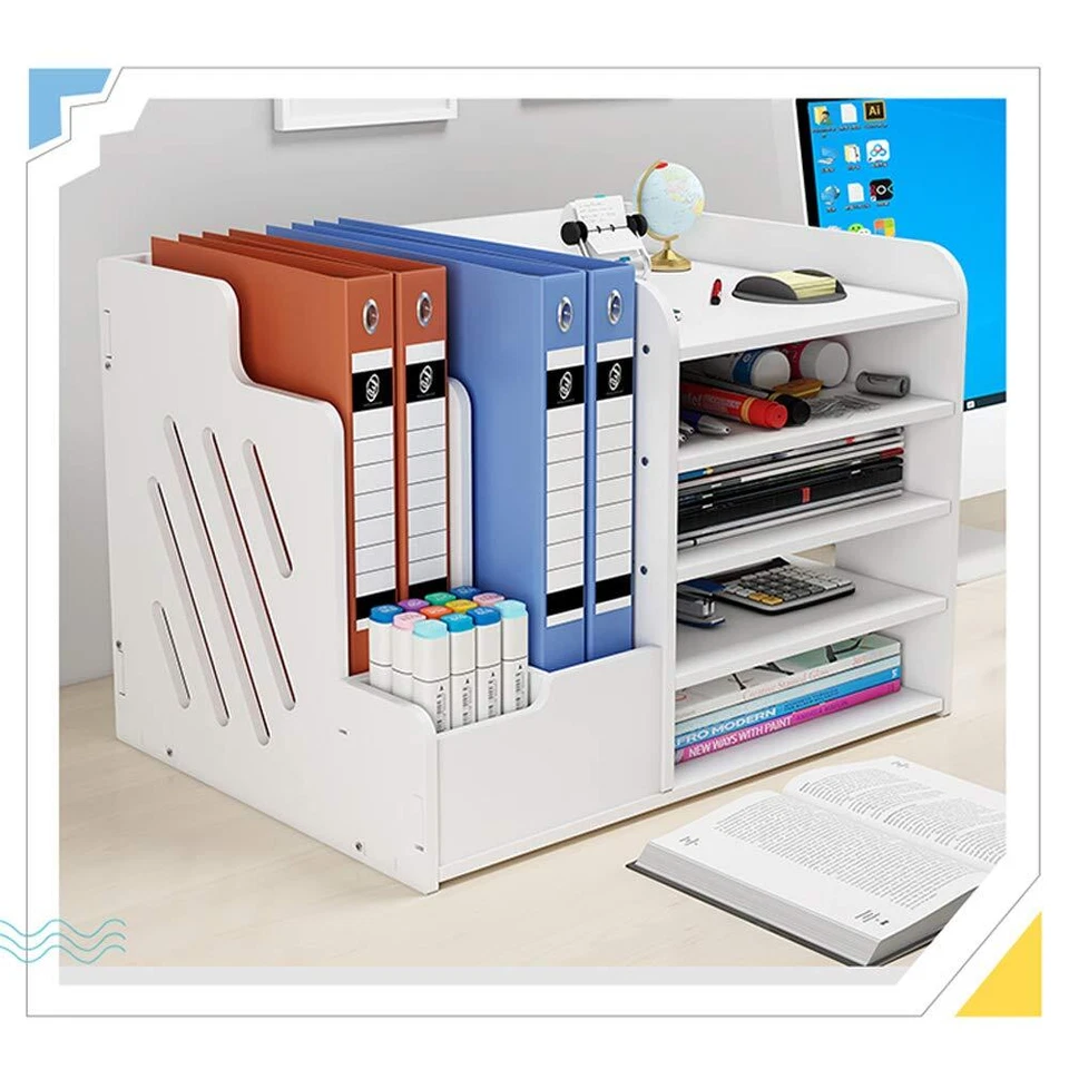 Weißer Schreibtisch-Organizer mit großer Kapazität Schreibtisch-Ordner fürs B... - Bild 3 von 4