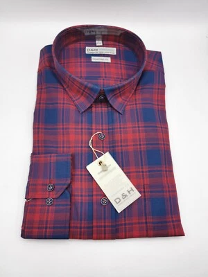 D & H Langarm Hemd Gr. 3XL 47/48 Kentkragen  Blau Rot kariert Regular Fit - Bild 1 von 4