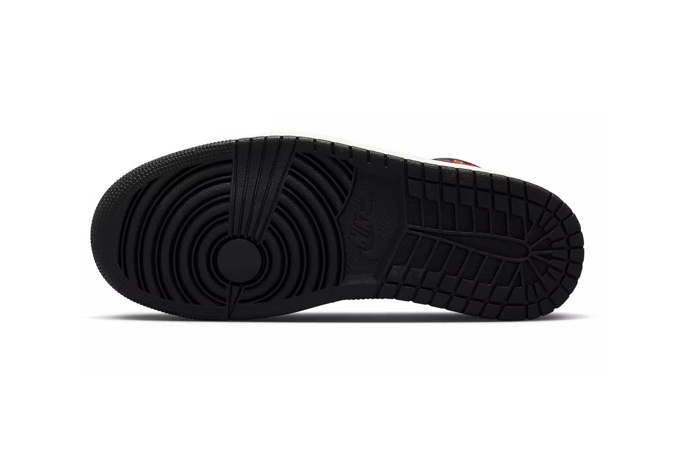 [BQ6472061] Jordan Women's Air Jordan 1 Mid Black White Red Sneakers