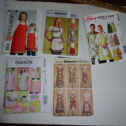 SEWING PATTERNS for Aprons, lot of 5, size S to XXL, Butterick, McCalls, UNCUT!