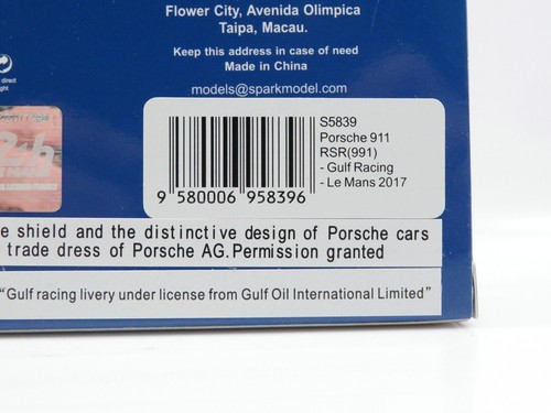 1:43 Spark S5839 Porsche 911 RSR 991 Gulf Racing Le Mans 2017 X7 - Bild 6 von 6