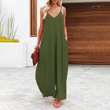 Salopette Donna Estiva Senza Maniche - Tuta Elegante Retrò, Pantaloni Larghi, Con Tasche - Foto 2