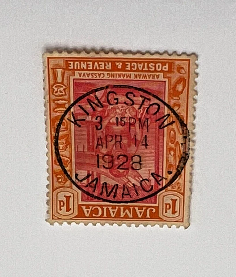 Jamaica Stamp 1d / Inverted "Kingston, Jamaica" April 14, 1928, 3:15 pm - Image 2 of 4