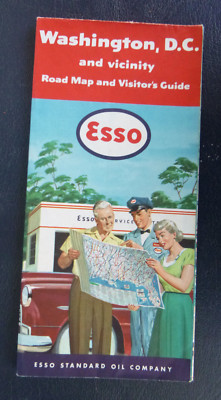 1953 Washington, D.C. road map Esso oil gas Street map