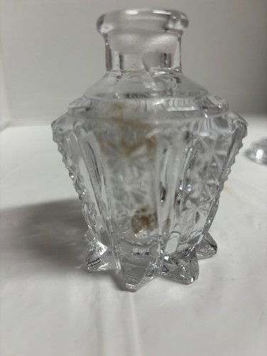MCM Bottiglia Profumo Vintage Vetro Pressato Trasparente con Tappo 7" (Piccola Macchia) - Foto 7 di 11