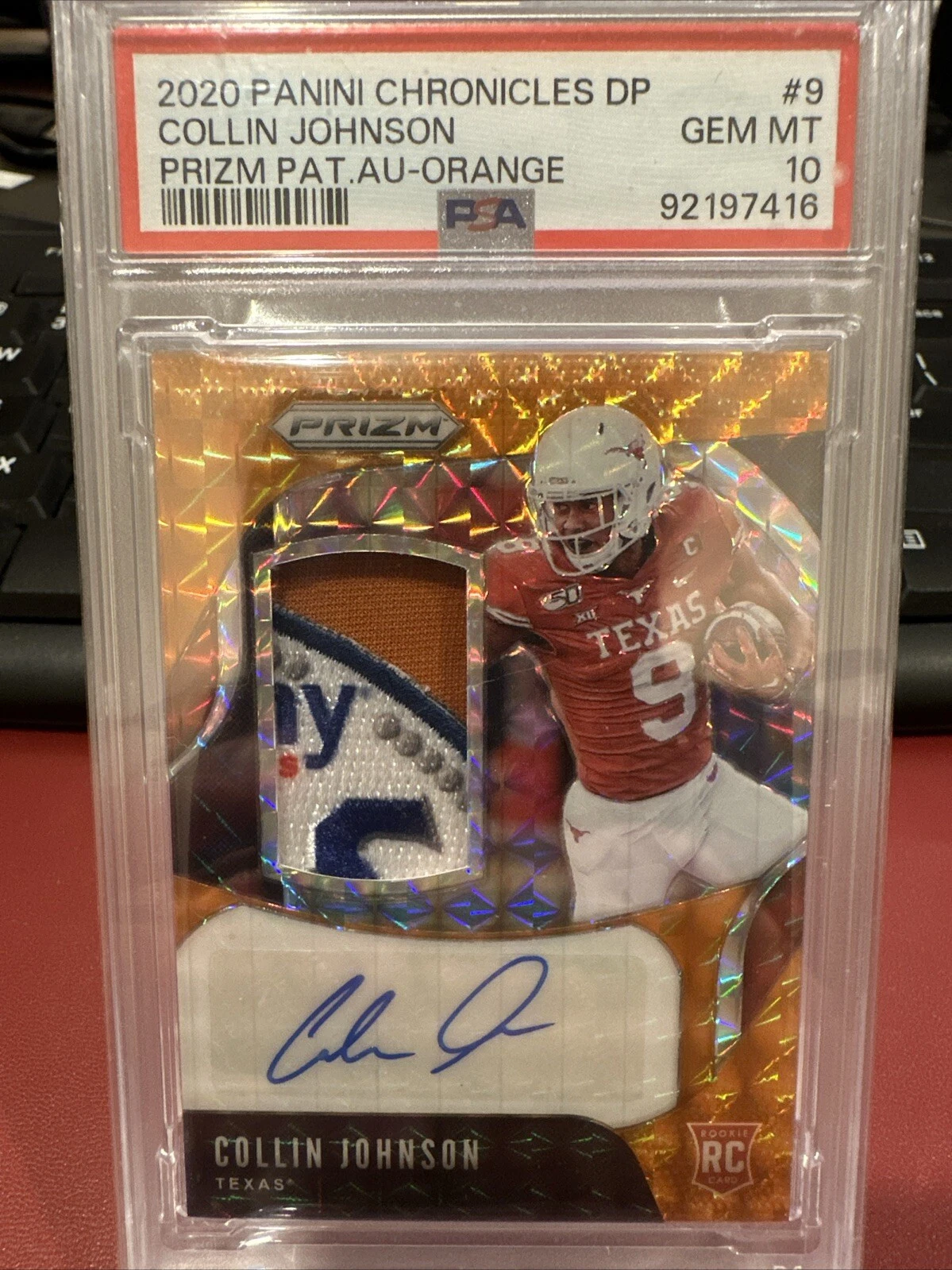 Collin Johnson Panini Chronicles Draft Picks Prizm Patch Autographs #9 Orange