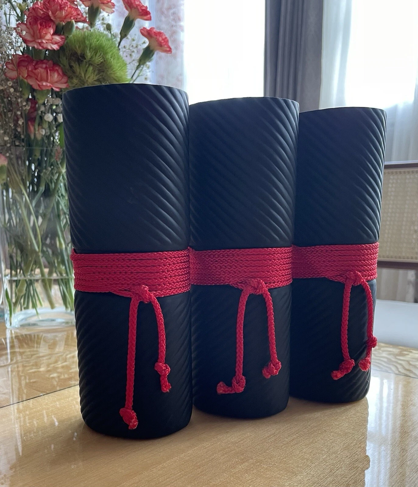 Decorative Modern Ceramic Cylinder Shape Vase (3) Unique Hard To Find.