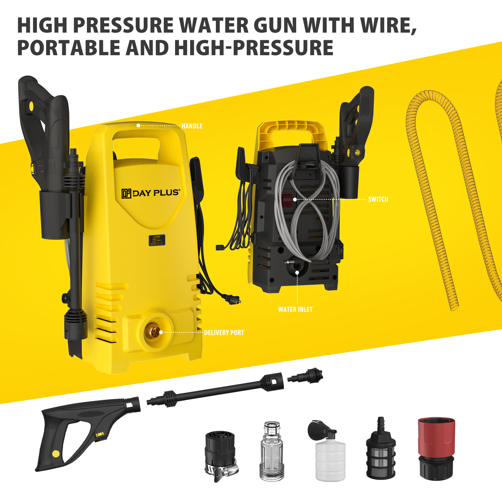 Pressure Washer 260Bar Powerful High Performance 3800W Power Jet Wash