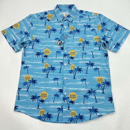 NEU Tropical Bros Hemd LARGE Blue Palm Hawaiian High Noon Blue Stretch
