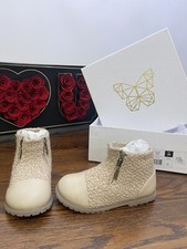 Age Of Innocence Ava Beige Tweed Boots Size 29 US 10.5 Girls Booties RRP 300
