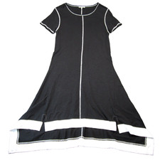 Lisa Todd Midi Dress Womens S Black White Contrast Hem Long Luxury Pima Cotton