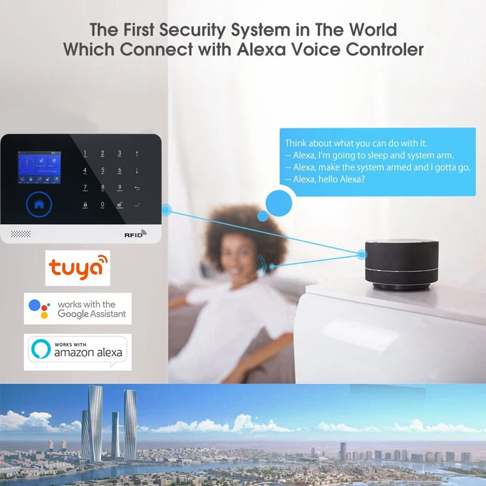V21 WiFi Tuya APP GSM Wireless Home Security Alarm Burglar System+Alexa+Google - Image 3 of 4